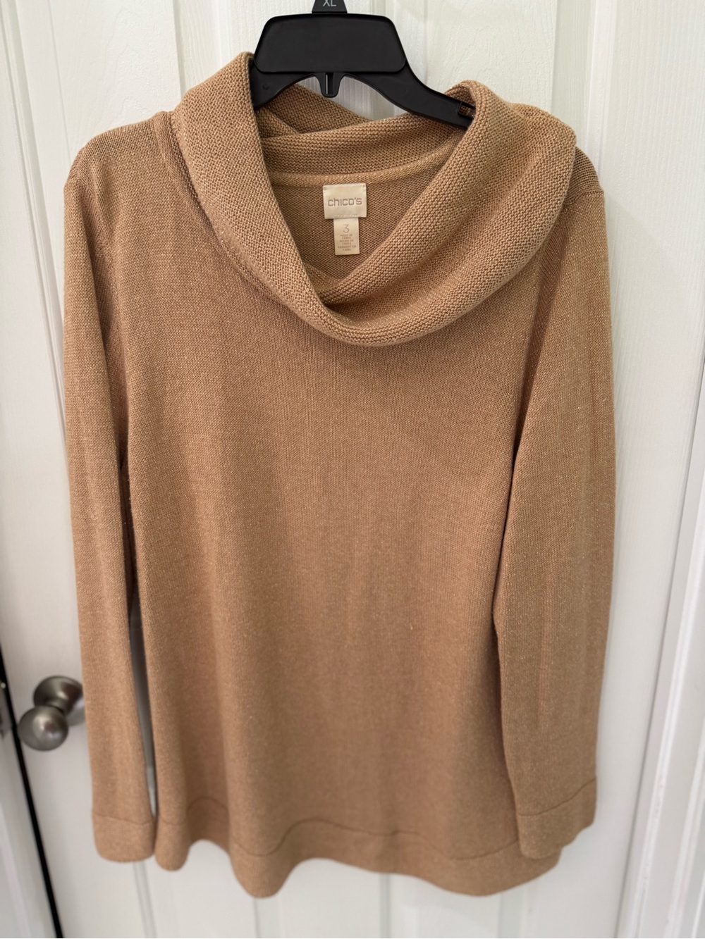 Chico's Camel Cowl Neck Pullover Sweater